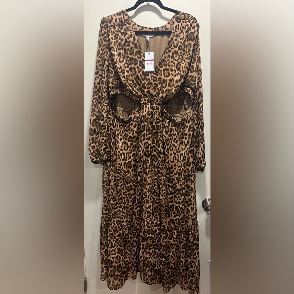Sofía Vargas Leopard Print Long Sleeve Dress